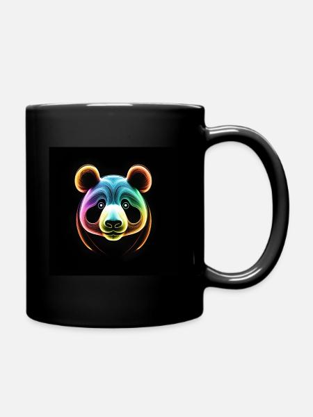 Panda Mira takes a close look at everything - Full Colour Mug - black