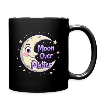 Cute Moon with Saying - Moon Over Matter - Full Colour Mug - black - Right