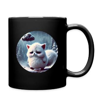 Sad Arctic Fox in the Freezing Rain - Full Colour Mug - black - Right