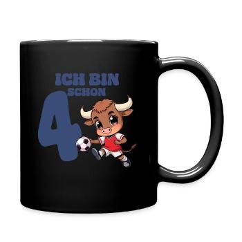 Fußball Geburtstag Kinder - Ich bin schon 4 Jahre - Tasse einfarbig - Schwarz - Rechts