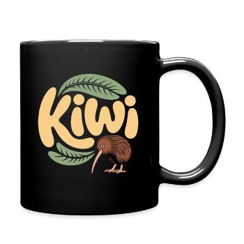 Cute Kiwi - New Zealand Bird Design - Full Colour Mug - black - Right