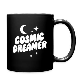 Cosmic Dreamer Mond und Sterne Design - Tasse einfarbig - Schwarz - Rechts