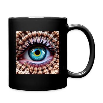 Farbiges Auge im Geflochtenen Netz - Tasse einfarbig - Schwarz - Rechts