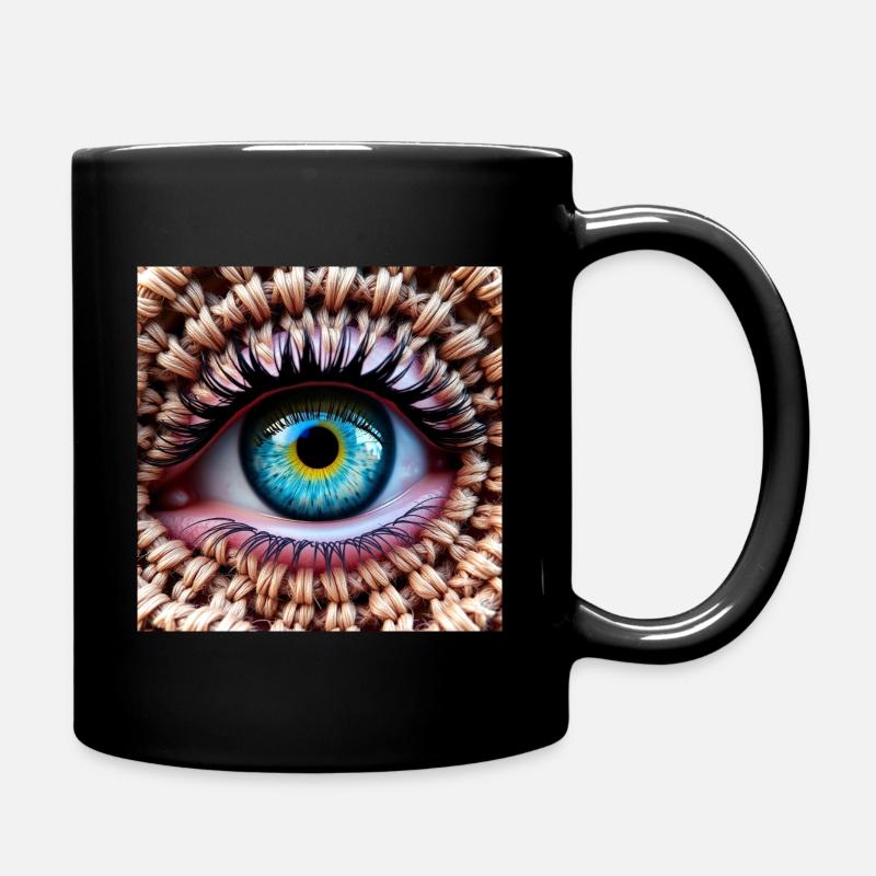 Colored Eye in Braided Net - Full Colour Mug - black