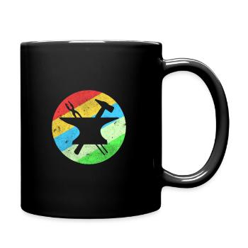Vintage blacksmith gift anvil hammer iron profession - Full Colour Mug - black - Right