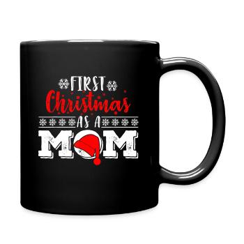 Santa First Christmas als Mutter Lustige neue Eltern X. - Tasse einfarbig - Schwarz - Rechts