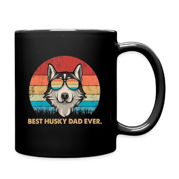 Dog Vintage Best Husky Dad ever Tshirt Fathers day - Full Colour Mug - black - Right