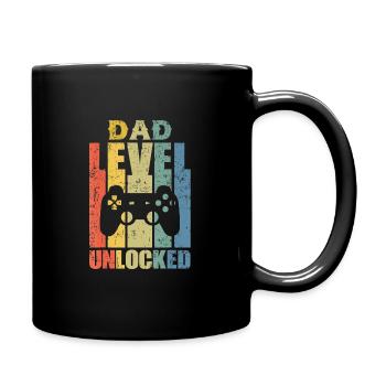 Mens Pregnancy Announcement Dad Level freigeschaltet - Tasse einfarbig - Schwarz - Rechts