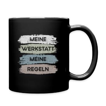 Meine Werkstatt - Tasse einfarbig - Schwarz - Rechts