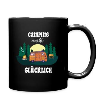 Camping macht Glücklich Camping Camper Urlauber - Tasse einfarbig - Schwarz - Rechts