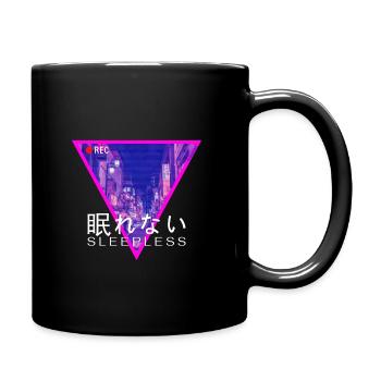 Vaporwave Osaka Tokio 80s 90s sleepless - Tasse einfarbig - Schwarz - Rechts