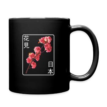 Japanese cherry blossom font Aesthetics Japan - Full Colour Mug - black - Right