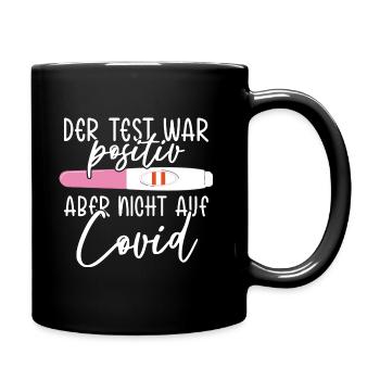 Schwangerschaftsankündigung lustig Corona Covid - Tasse einfarbig - Schwarz - Rechts