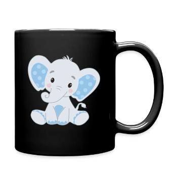 Elefanten Familie Mama Baby T-Shirt - Tasse einfarbig - Schwarz - Rechts