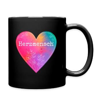 Herzmensch Colorsplash - Tasse einfarbig - Schwarz - Rechts