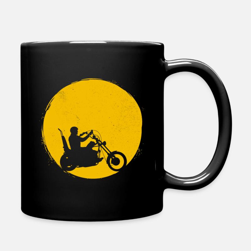Motorrad Silhouette Chopper Sonne Geschenk - Tasse einfarbig - Schwarz