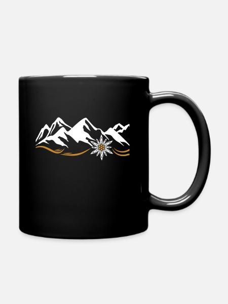 Alpen Edelweiss - Tasse einfarbig - Schwarz