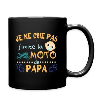 Je ne crie pas j'imite la moto de papa - Mug uni - noir - Droite