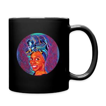 Afro Queen Kopftuch Kita - Tasse einfarbig - Schwarz - Rechts