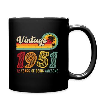 Vintage 1951, birthday gift 72 years - Full Colour Mug - black - Right
