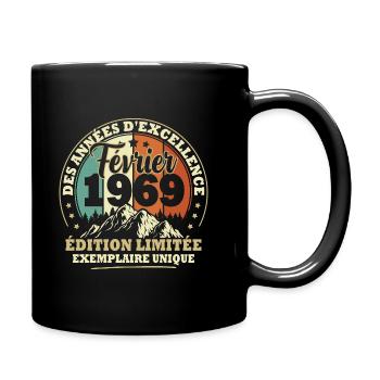 Vintage cadeau d'anniversaire née en Février 1969 - Mug uni - noir - Droite
