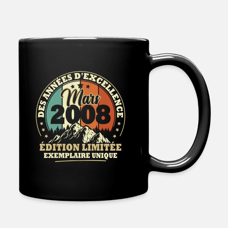 Vintage cadeau d'anniversaire née en Mars 2008 - Mug uni - noir