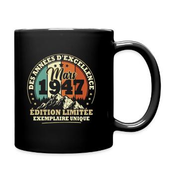 Vintage cadeau d'anniversaire née en Mars 1947 - Mug uni - noir - Droite