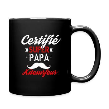 Certifié super papa kitesurfeur - Mug uni - noir - Droite