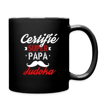 Certifié super papa Judoka - Mug uni - noir - Droite