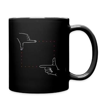 Handzeichen Bildausschnitt – 2 Farben - Tasse einfarbig - Schwarz - Rechts