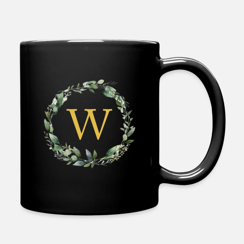 W monogramme, couronne d’Eucalyptus - Mug uni - noir