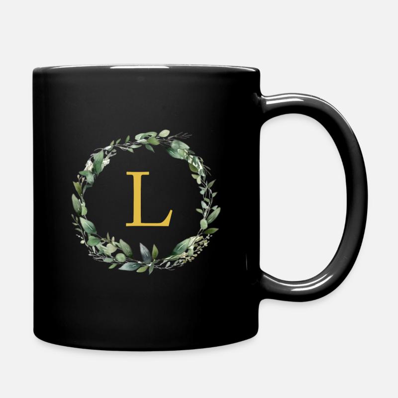 M monogramme, Couronne d’Eucalyptus - Mug uni - noir