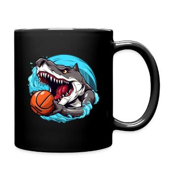 Basketball Hai - Tasse einfarbig - Schwarz - Rechts