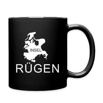 Insel Rügen Umriss weiß - Tasse einfarbig - Schwarz - Rechts