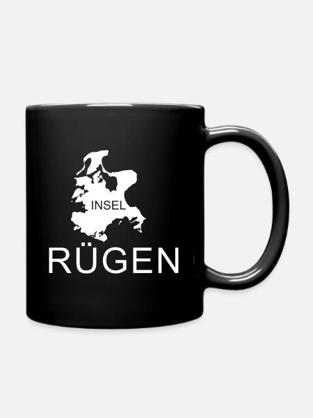 Insel Rügen Umriss weiß - Tasse einfarbig - Schwarz