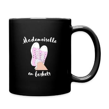 Mademoiselle En Baskets humour - Mug uni - noir - Droite