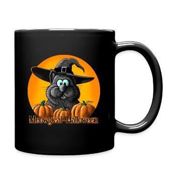 Chat d'Halloween avec chapeau de sorcière - Mug uni - noir - Droite