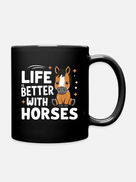 Cheval Équitation Équitation Saut d’obstacles - Mug uni - noir