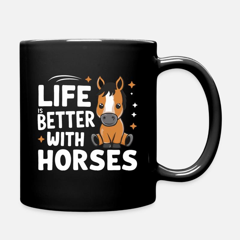 Cheval Équitation Équitation Saut d’obstacles - Mug uni - noir