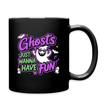 Fun "Ghosts Just want to Have Fun" theme - Full Colour Mug - black - Right