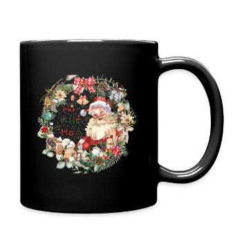 Père Noël avec décoration - Mug uni - noir - Droite