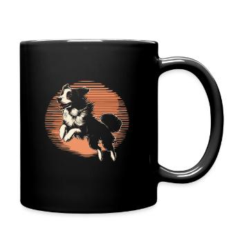 Border Collie sauteur dans un style vintage - Mug uni - noir - Droite