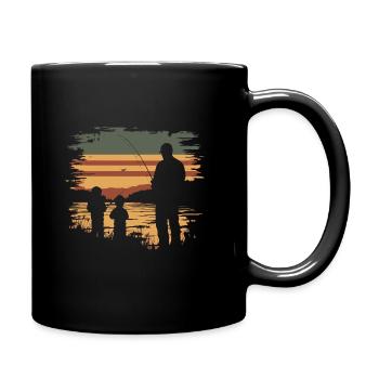 Father 2 Sons Fishing Fishing Vintage - Full Colour Mug - black - Right