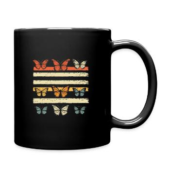 Papillons colorés Rayures de couleur vintage - Mug uni - noir - Droite