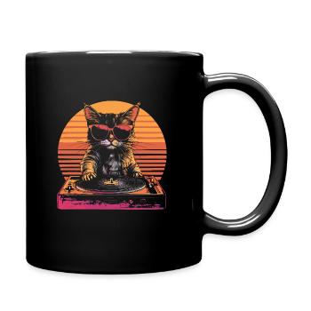 Cat Lunettes de soleil Vinyle Vintage Disque Vinyle Platine - Mug uni - noir - Droite