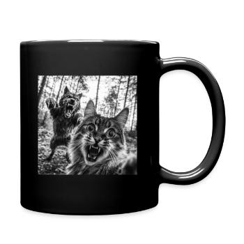 Humour Loup-Garou Selfie Chat - Mug uni - noir - Droite