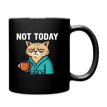 Cat "not today" - Full Colour Mug - black - Right
