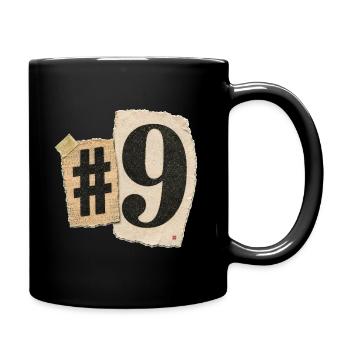 Zahl Neun Collage Typografie - Tasse einfarbig - Schwarz - Rechts