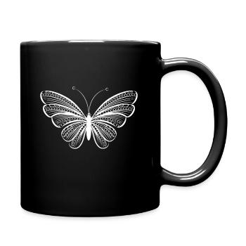 Kleiner Weißer Schmetterling Illustration - Tasse einfarbig - Schwarz - Rechts