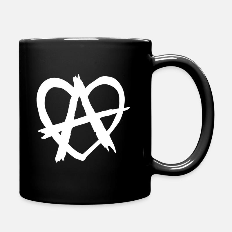 Anarchie Herz, Revolution, Punk, weiß - Tasse einfarbig - Schwarz